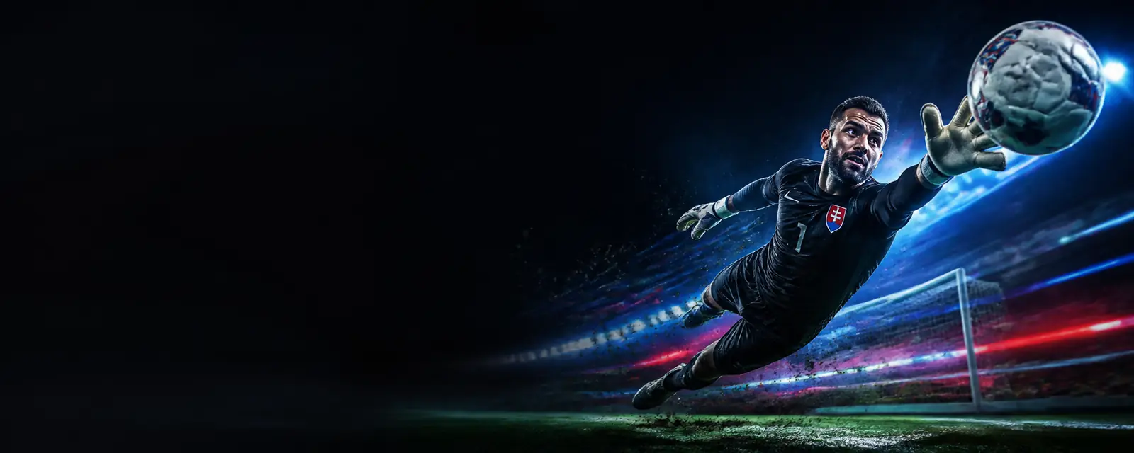 Slovenský futbalový brankár počas zákroku